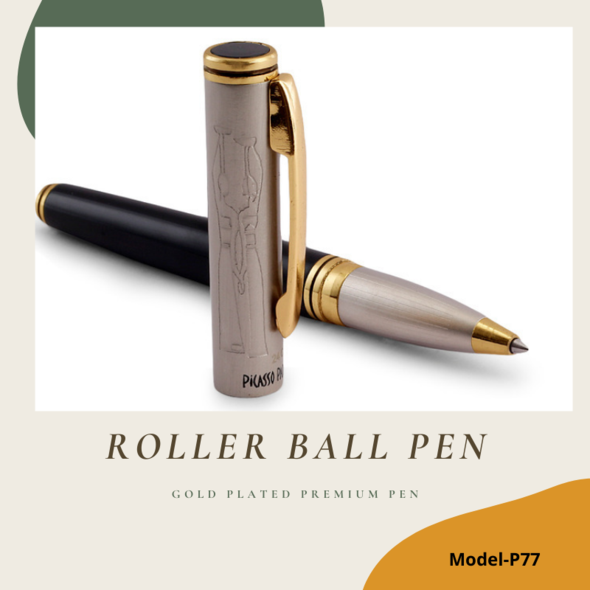 EHP Hayman Picasso Parri 24 CT Gold Plated Roller Ball Pen With Box (P-77)