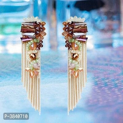 FSS Sparkling Crystal Chain Tassel Earrings For Women