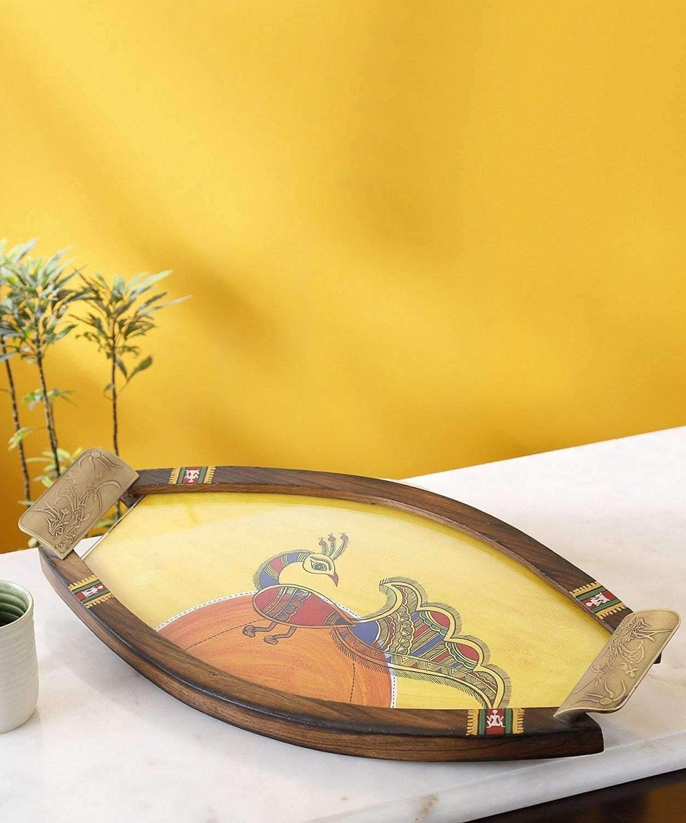 Oval Shape Wooden Tray with Antique TouchServing TrayDecorative Trays Antique TrayTrays
