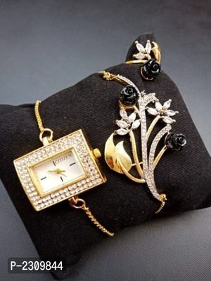 FSS Floral Bracelet Ring & Watch Combo