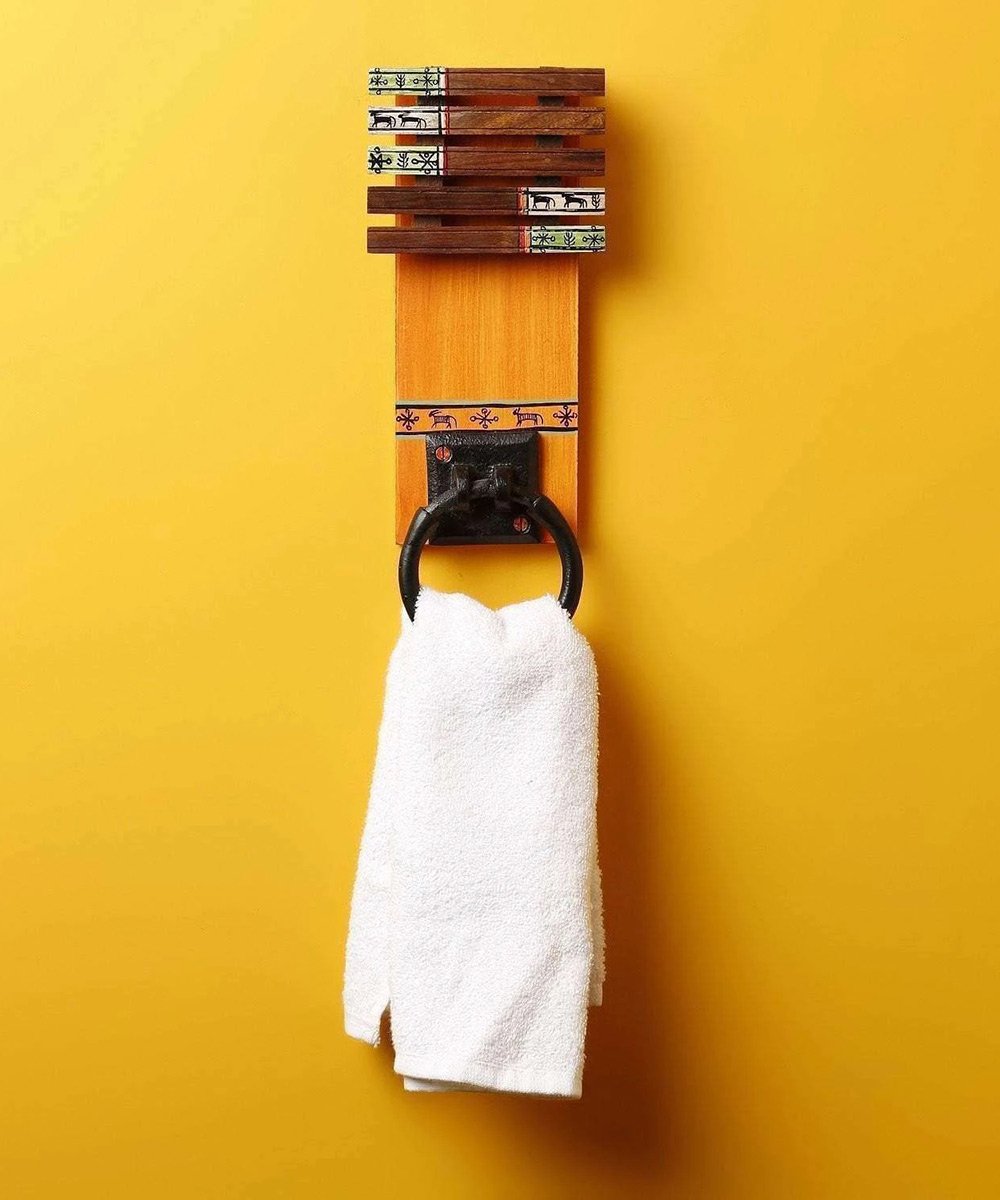 Handcrafted Wooden Towel Hanger Towel HolderTowel Ring Towel Hanger For Kitchen