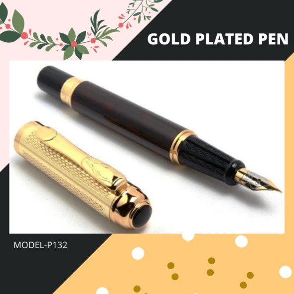 EHP Hayman Dikawen 24 CT Gold Plated Fountain Pen With Box (P-132)