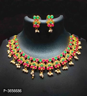 FSS Indian Traditional Gold Plated Jewellery Necklace Set