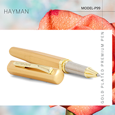 EHP Hayman Picasso Parri 24 CT Gold Plated Square Roller Ball Pen With Box (P-99)