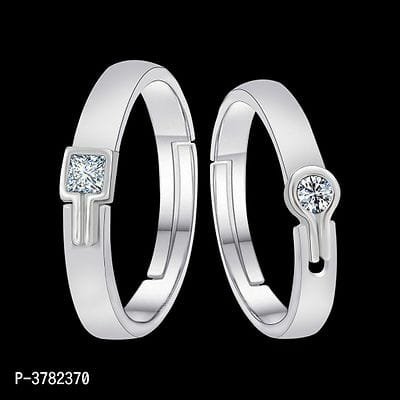FSS Silver Plated Amazing Solitaire Adjustable Couple Rings